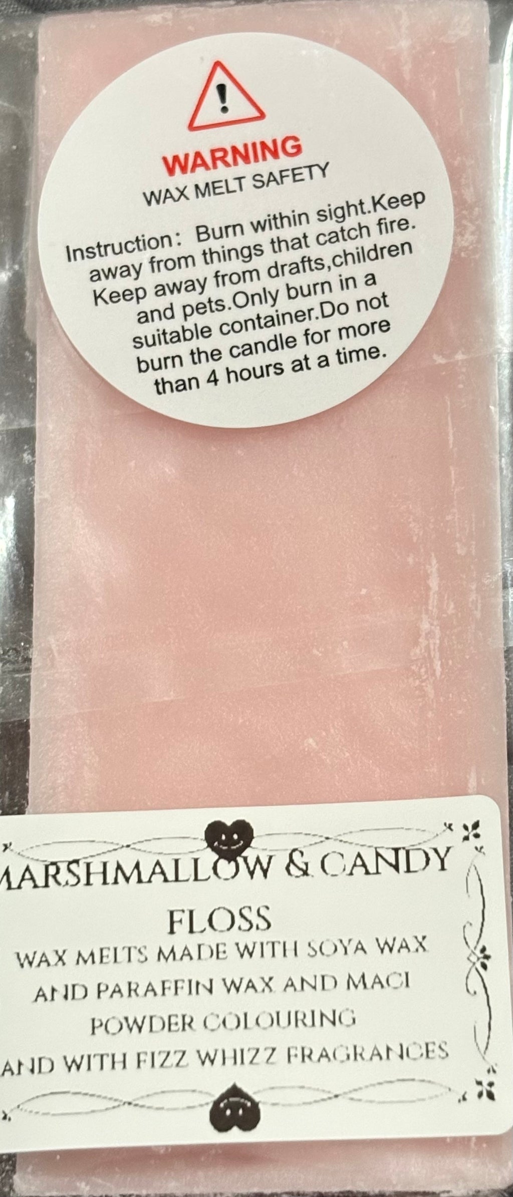 Marshmallow & candyfloss snap bar wax melts
