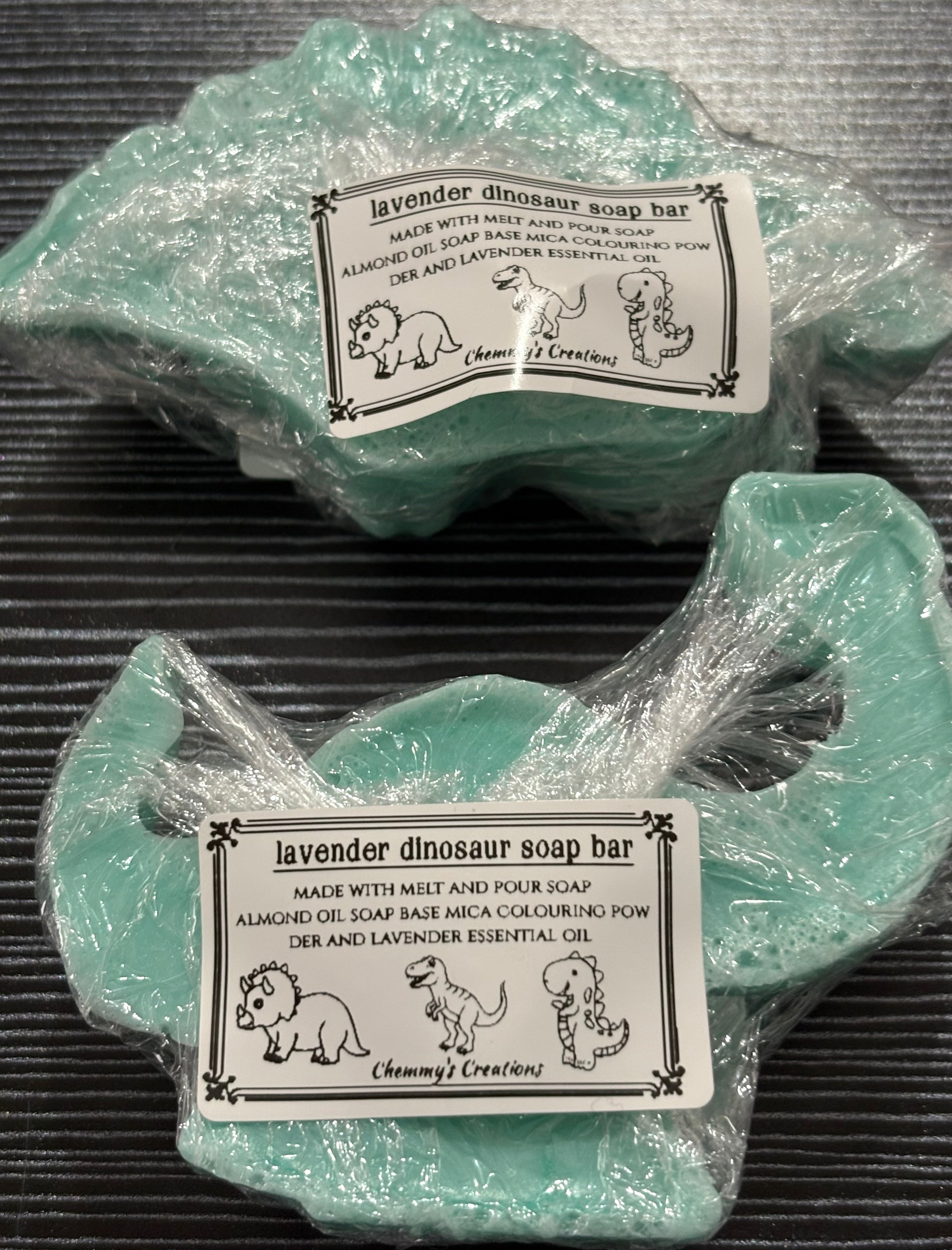 2xDinosaur soap bars in fragment of lavender
