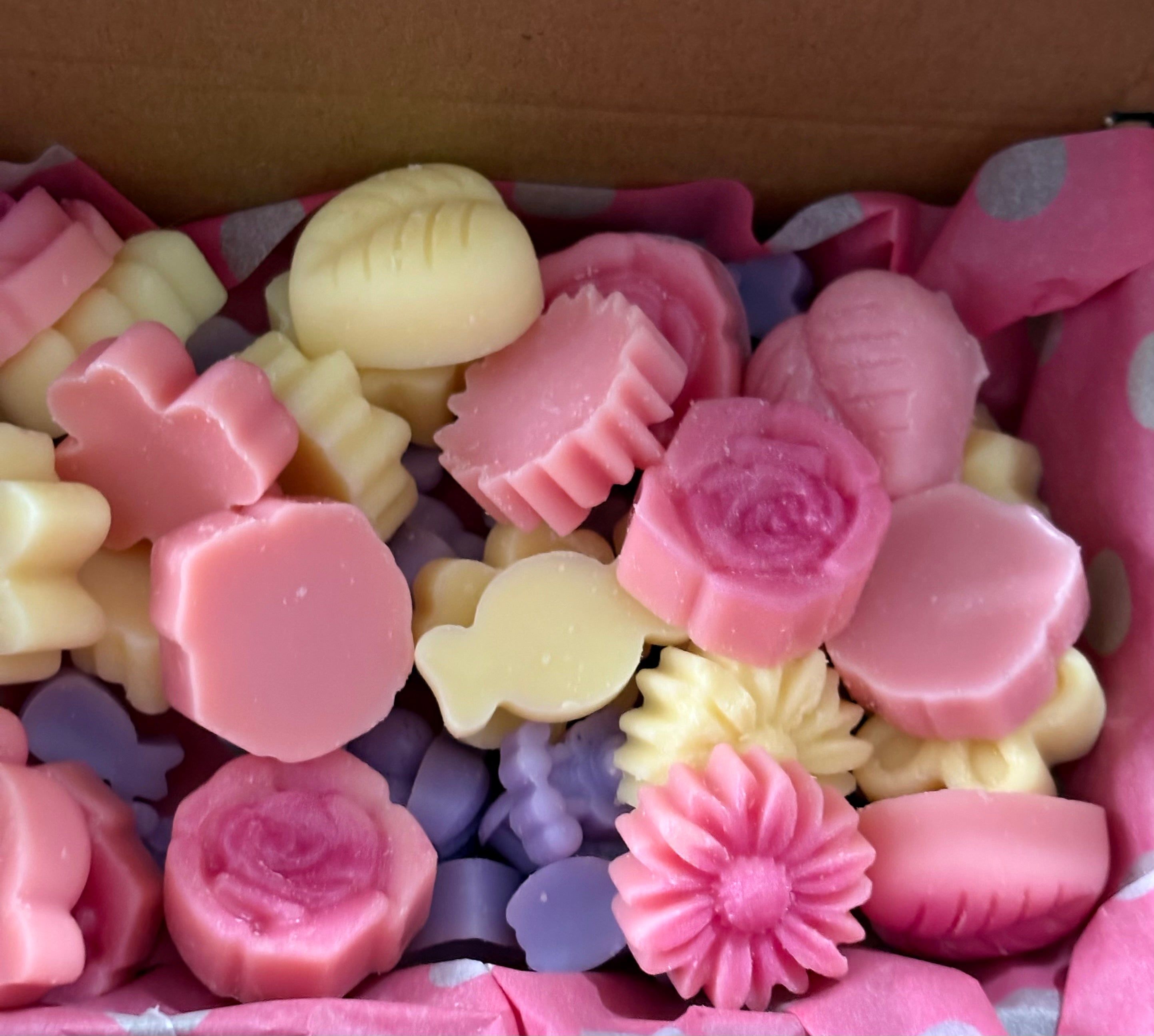 Sample box of small wax melts with 3 fragrances