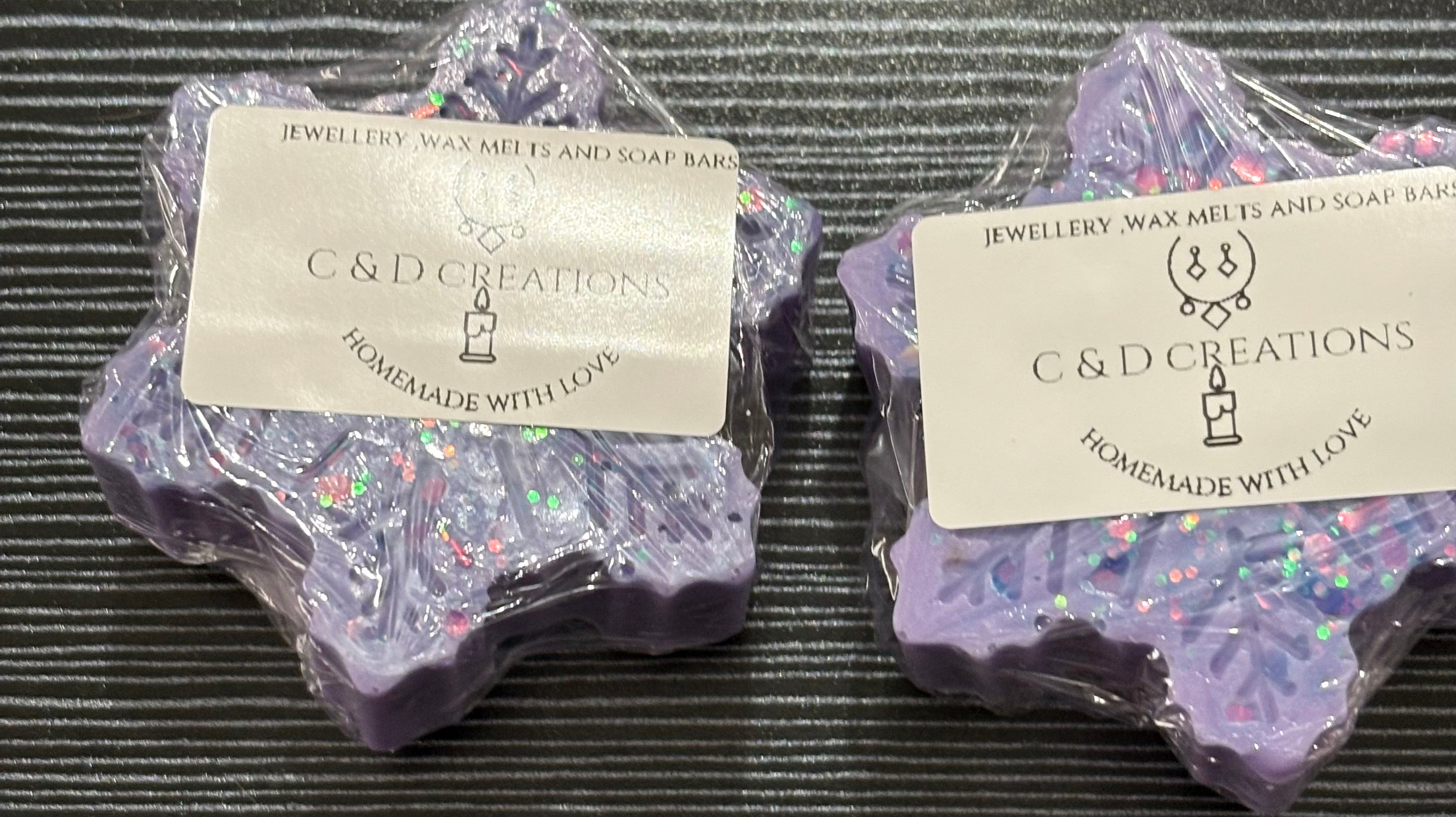 2x Soap Bars - ice pixie scent - snowflake design